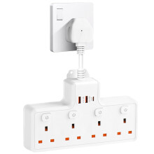 Multi Plug Extension Socket with 20W PD USB C,SHUOMAO 4 Way Plug Adapter UK Socket Extender with 3 USB,Short Extension Lead Wall Adapter with Switche