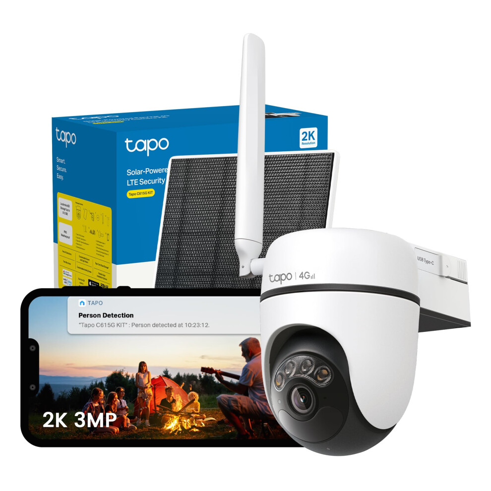 Tapo C615g Kit 2K 3Mp Solar Security Camera Outdoor Wireless,4G Security Camera With Sim Slot,Colour Night Vision Outdoor Camera,Ai Detection Cctv,Ip 72608746