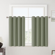 100% Blackout Sage Solid Curtains 52x54", 2 Panels, Grommet Top, Thermal Insulated, Soundproof, Compatible with Standard Rods