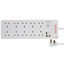 Pro Elec PELB1641 10 Gang Surge Protected Extension Lead, White 2m