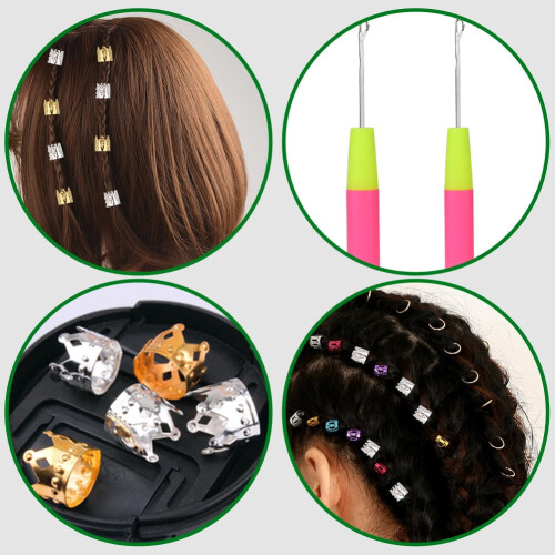 Latch Hook Crochet Needle （2Pcs）,Dreadlocks Hair Ring Decoration（30 Pcs） 2