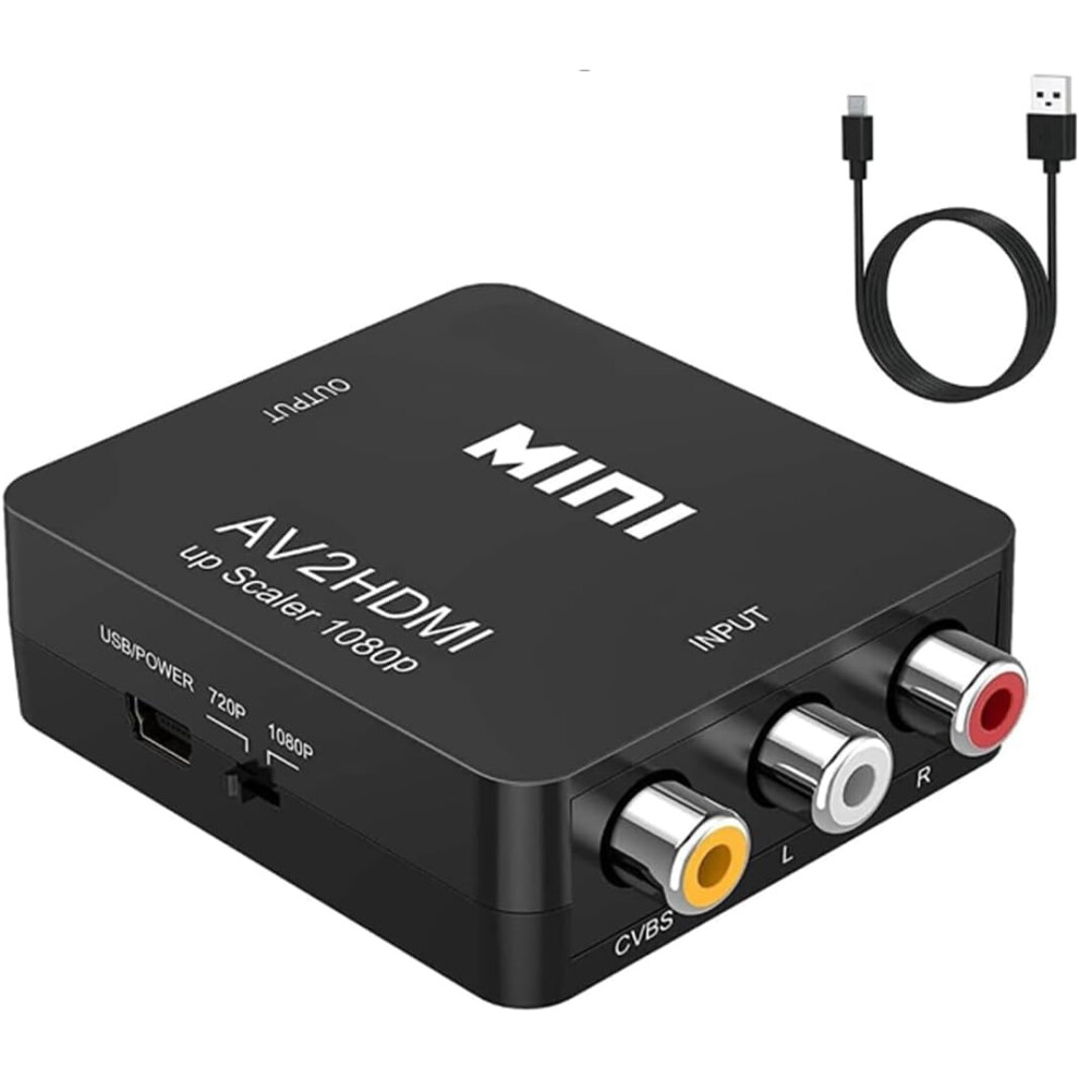 Gana Rca To Hdmi, 1080P Mini Rca Composite Cvbs Av To Hdmi Video Audio Converter Adapter Supporting Pal/Ntsc With Usb Charge Cable For Pc Laptop Xbox 89289594