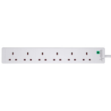 PRO ELEC PELB1703 6 Gang Extension Lead with Surge Protection White, 5m