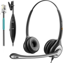 Wantek 602F Wired Telephone Headsets with Noise Canceling Mic for AVAYA Aastra Allworx Adtran Alcatel Lucent AltiGen Comdial Digium Gigaset InterTel