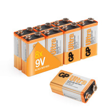 GP Batteries Ultra Alkaline 9V Pack of 8 | Superb operating time | Battery Can Be Used Across All Devices | Shelf Life Up TO 7 Years