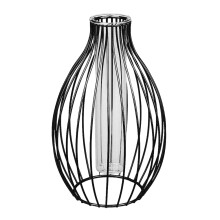 Wazon Metalowy szklany geometryczny dekoracyjny wazon, nowoczesny duży wazon odpowiedni do kwiatów, domu, ślubu, biura, centrum-czarny-1. Wazon w