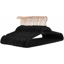 Cintres fins en velours antidérapants pour costumes, noir/or rose - Lot de 50