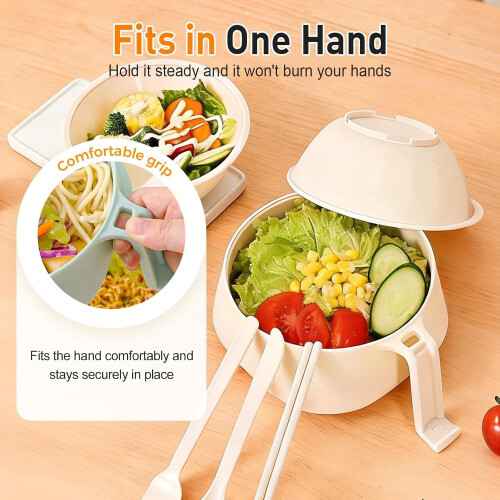 Black Microwave Ramen Bowl with Strainer, 1100ml 1