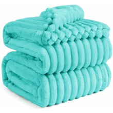Blue Striped Flannel Fleece Blanket Full Size