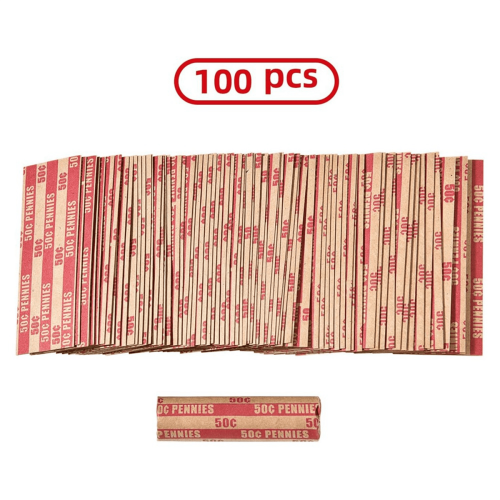 Coin Wrappers, Penny, Red, 100 Count 2