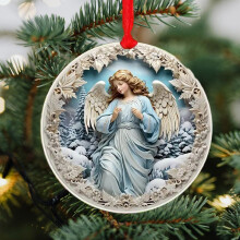 3.14" Christmas Angel Acrylic Nativity Ornament, 3D Visual Hanging Decor, Holy Religious Gift – Compatible with Christmas Trees