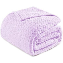 Fleece King Size Blanket for Bed, 90x104 Inches Soft Cozy Jacquard Flannel Blankets, Lightweight Fuzzy Plush Warm for Winter, Lilac Purple