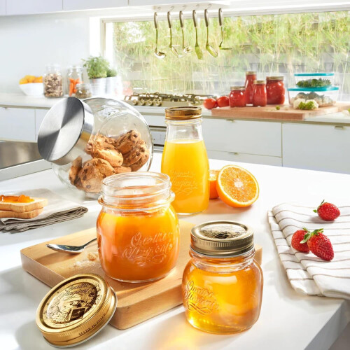 Quattro Stagioni Μικρά Γυάλινα Βάζα (6 τεμάχια, 6,75oz) – Ανάγλυφα, Αεροστεγή, 2