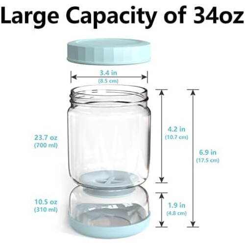 Γυάλινο βάζο για τουρσί 34oz με αναδιπλούμενο σουρωτήρι και καπάκι που δεν στάζει 1