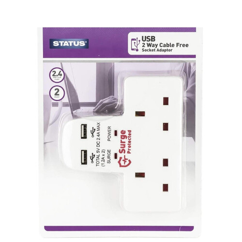 Status STATUS 2 Way Socket | 2 USB Port Cable Free Socket | S2W2USBCFS12 2
