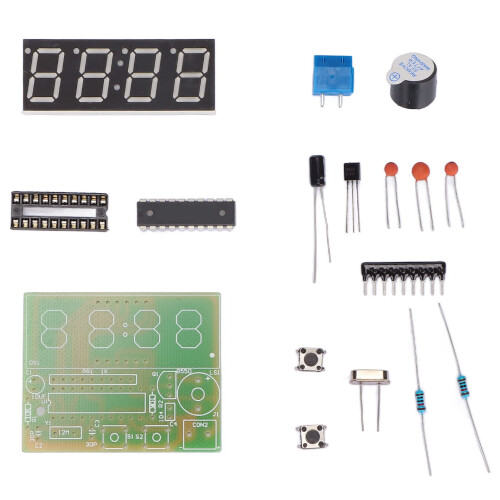 DIY Electronic Clock Kit 4 Digit Digital Clock with Second Correction and Power Off Memory