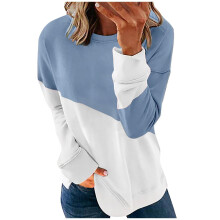 Blusas azules de manga larga para mujer, con cuello en V y estampado floral, talla XXL.