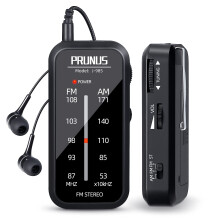 PRUNUS J-985 Pocket Radio Portable, AM FM Small Radios with Headphones and Back Clip, Mini Radios Transistor Supports FM Stereo, AAA Battery Operated