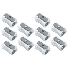 Grande promotion ! Lot de 10 taille-crayons de poche en alliage d'aluminium, 1 trou, petits taille-crayons rectangulaires