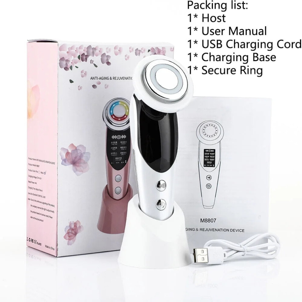 Light 7 In 1 Face Lift Device - Ems Rf Microcurrent Skin Rejuvenation, Facial Massager, Therapy, Anti Aging /Wrinkle /Beauty Apparatus - Unisex