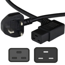 SHAFI 3M Heavy Duty 3x1.5mm² IEC C19 Right Angle Power Cable for C20 Inlet - Mains AC Power Cord Server Computer PDU UPS Amplifier Gaming PC Network
