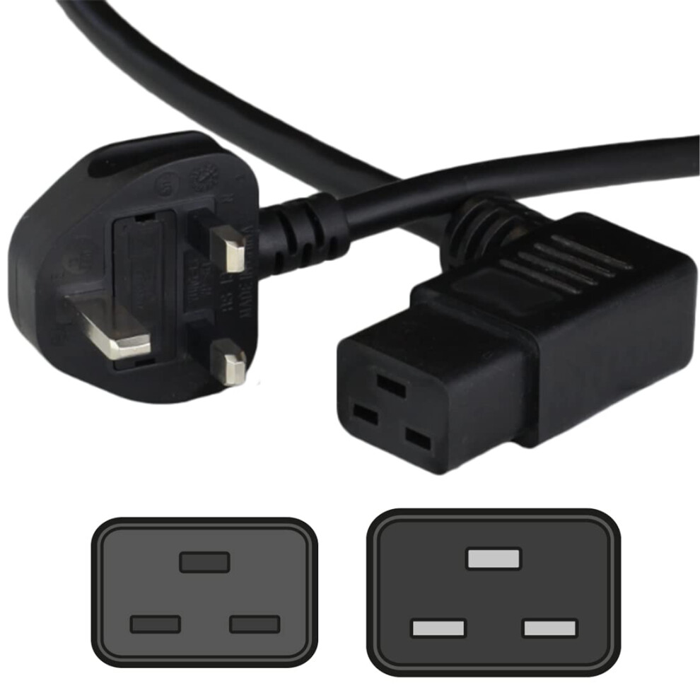 Shafi 3M Heavy Duty 3X1.5mmâ² Iec C19 Right Angle Power Cable For C20 Inlet - Mains Ac Power Cord Server Computer Pdu Ups Amplifier Gaming Pc Network 78831926