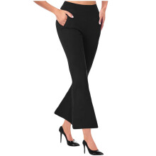 Pantaloni a gamba dritta da donna, pantaloni da donna taglie forti, pantaloni a tinta unita con elastico in vita e tasche, pantaloni svasati casual,