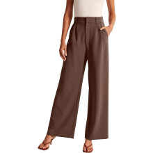 Damen-Hose mit weitem Bein, Business-Casual, locker geschnitten, hoch tailliert, Palazzo-Hose, fließend