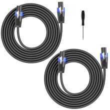 GCTBL 10M 2pack Speakon to Speakon Cables, Professional 15 Gauge Audio Cord DJ Speaker Cable with Twist Lock