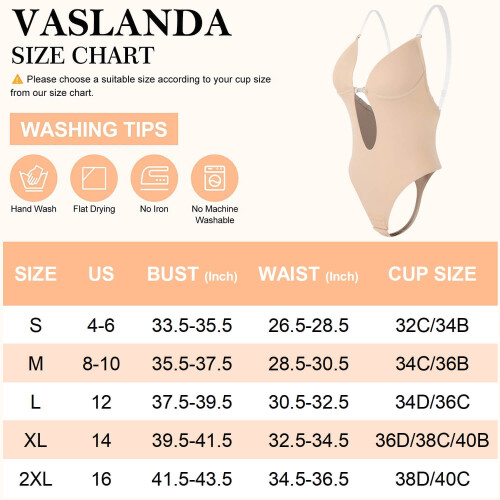 VASLANDA Γυναικείο Κορμάκι με Βαθιά Λαιμόκοψη V και Στράπλες, Χωρίς Ραφή, Στρινγκ, 1