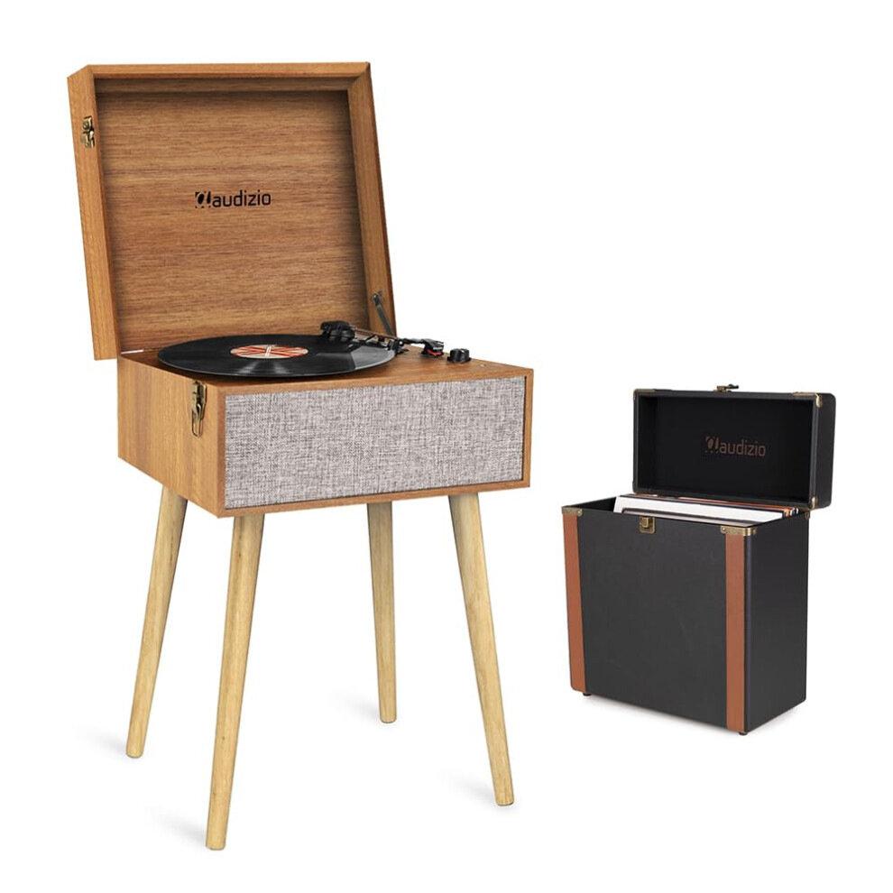 Audizio Fremont Retro Record Player With Legs, Turntable On Stand, Vinyl Case, Bluetooth, Usb Vinyl-To-Pc Recording, Built-In Speakers For Home Audio 12506439