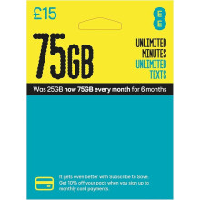 EE PAY AS YOU GO SIM - HAS 75GB Data, Unlimited Minutes & Unlimited Texts