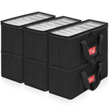 AKOZLIN 6 Pack CD Storage Boxs with Clear PVC Lid and Index Labels 13.7" 5.5" 6.3" CD Case Holder,Each Can Hold 31 CDs Jewel Cases or 170 Discs