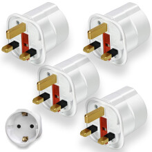 4 Pack European to UK Plug Adaptor, EU to UK Plug Adapter with 13A Fuse, European to uk plug Adapter 2 Pin Plug Adaptor to 3 Pin for Travel, Electron