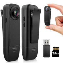 1080P Mini Body Camera with Audio and Video Body Worn Camera with 64GB Memory Card Loop Storage Body Cam Wearable Police Camcorder for Hiking,Walking