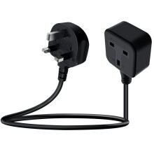 YINGAYOU Short 1 Way Gang Single Socket 13A 250V Single Gang Extension Lead Short for Home Office School (Black, 0.6 m)