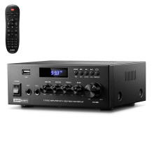 Moukey Power Audio Amplifier, 2.0 Channel Stereo Receivers with Bluetooth 5.3, Full Function Remote, FM, RCA, USB, 2 Mic In, 300W Peak Power, for Kara