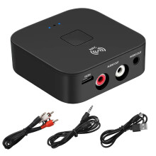 5.0 Bluetooth Audio Receiver Adapter 3.5mm AUX or RCA Input NFC Wireless Bluetooth Extender Wireless Receiver with Dual Interface for Car Laptop Spea