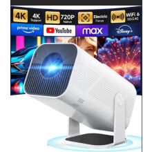 Projector 4K for Bedroom 2025 - Portable Projector Auto Keystone mini projector 4k wifi bluetooth Works mobile phone, laptop, PC, HDMI, TV stick (Whi