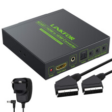 LiNKFOR SCART to HDMI Converter - 1080P RGB SCART and HDMI to HDMI Adapter with 3.5mm & SPDIF Audio Output, Plug & Play Metal Upscaler Box for HDTV,
