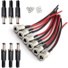 RUNCCI-YUN 5.5 x 2.1 MM 10A DC Power Jack Socket with Mount Connector Adapter, Female Panel Mount Socket with Cable & Barrel Jack Plug