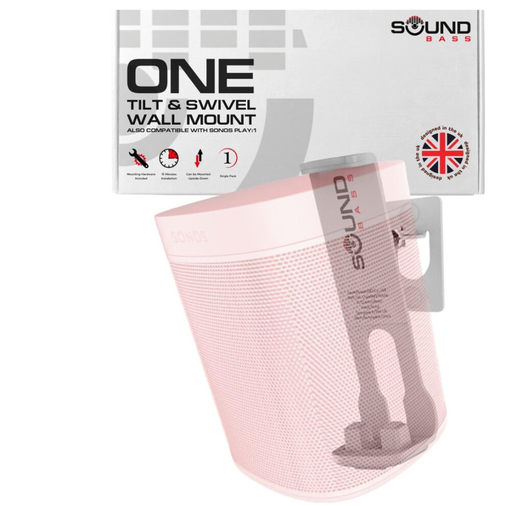 Sound Bass One Wall Mount Bracket, Single, Tilt & Swivel, Compatible With Sonos One, Gen 2, Onesl & Play:1 White 48472869