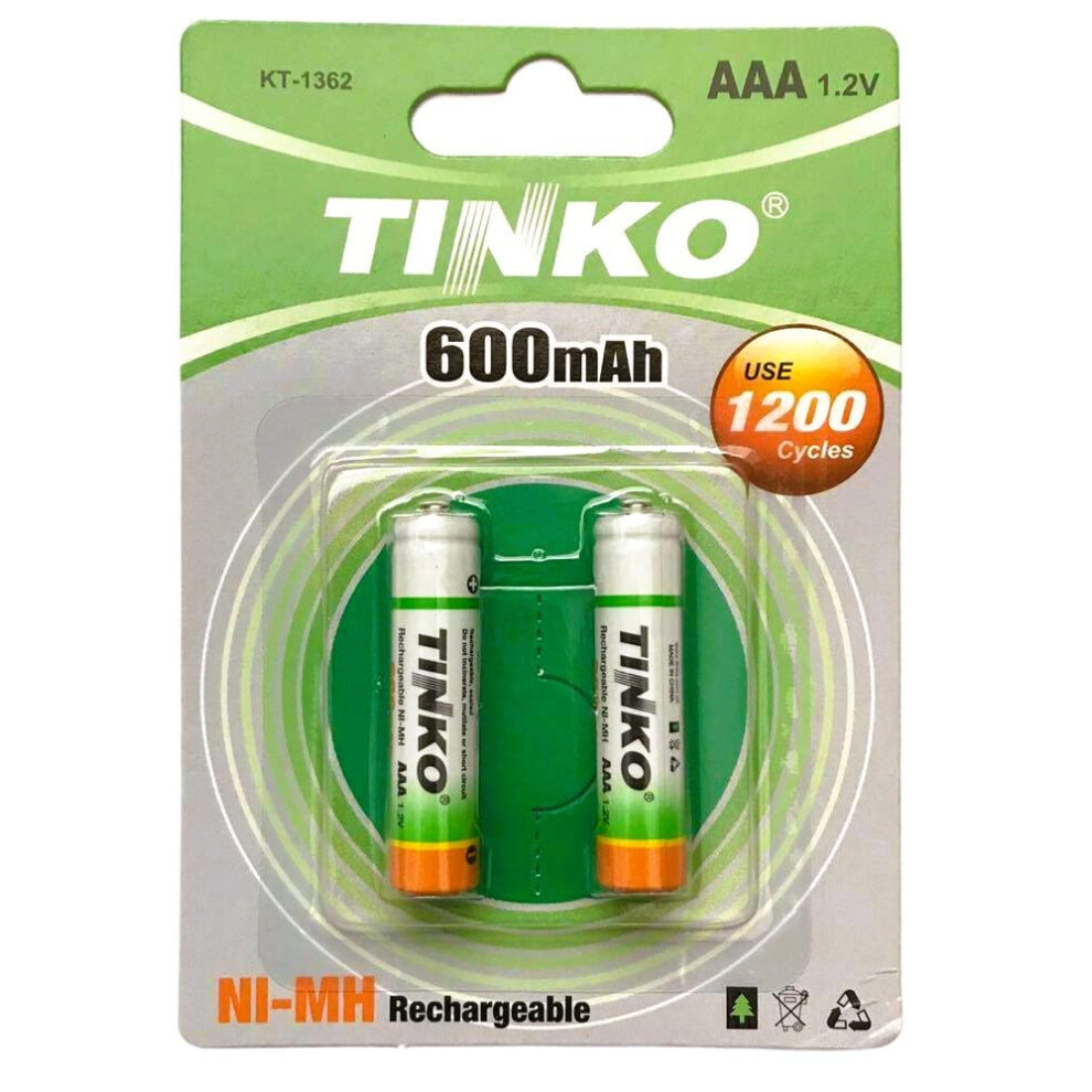Aaa Rechargeable Batteries 600Mah (2 Pack)1.2V Ni-Mh Solar /Cordless Phone Battery Tinko Light 69665271