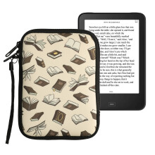 kwmobile Neoprene e-Reader Pouch Size 6" eReader - Universal eBook Sleeve Case with Zipper, Wrist Strap - Beige/Brown/Gold