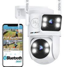 GENBOLT WiFi Security Camera Outdoor Dual Lens, 2.4/5GHz PoE Camera with Dual View, CCTV IP Camera 7/24 Recording Cloud Storage Upgraded with Color N