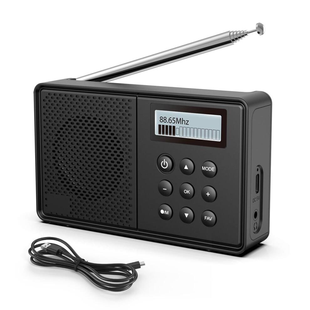 Arafuna Dab Radio With 40 Presets Stations, Dab Radio With Bluetooth, Rechargeable, Fm Radio With Dual Alarms, Sleep Timer 15140586