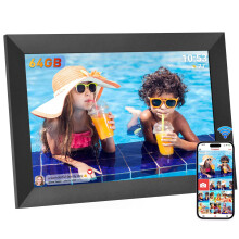 Hesmor 64GB Frameo Digital Photo Frame WiFi 10.1 Inch, 1280x800 IPS LCD Touchscreen, Auto-Rotate and Audio, Quick and Easy Share Photos or Videos via