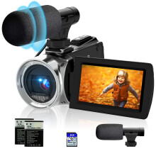 ISHARE Video Camera 4K 48MP Camcorder,Digital YouTube Vlogging Camera Recorder 270 Degrees Flip Screen with 2 Batteries and a 32G SD card