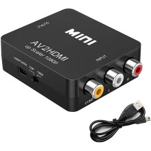 RCA to HDMI Adapter, AV to HDMI Converter, 1080P RCA Composite CVBS AV to HDMI Video Audio Converter with USB Power Cable Supporting PAL/NTSC for PC