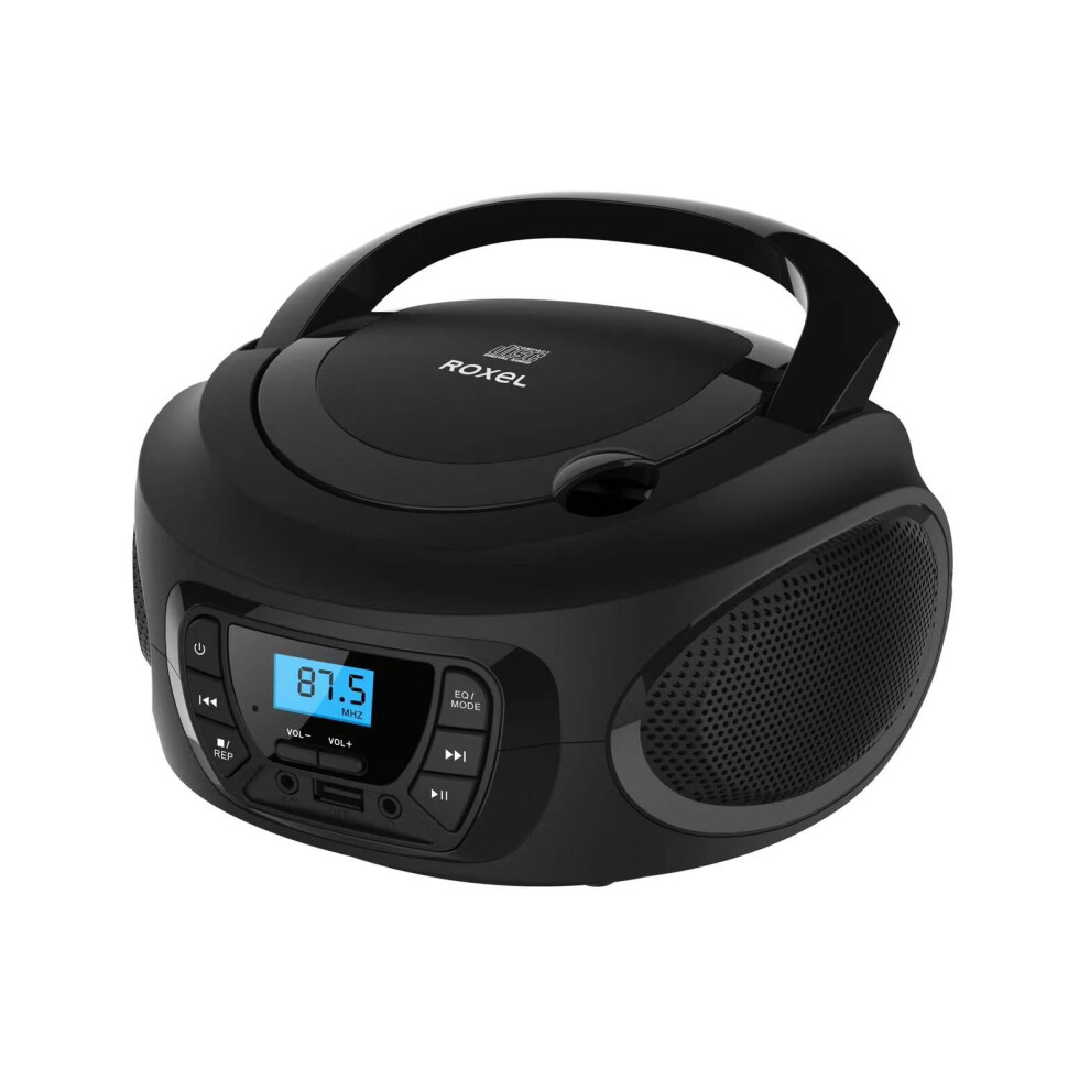 Roxel Rcd-S50bt Portable Boombox Cd Player With Fm Radio, Bt Wireless Streaming, Usb Mp3 Playback, Aux In, And Dual Power Option